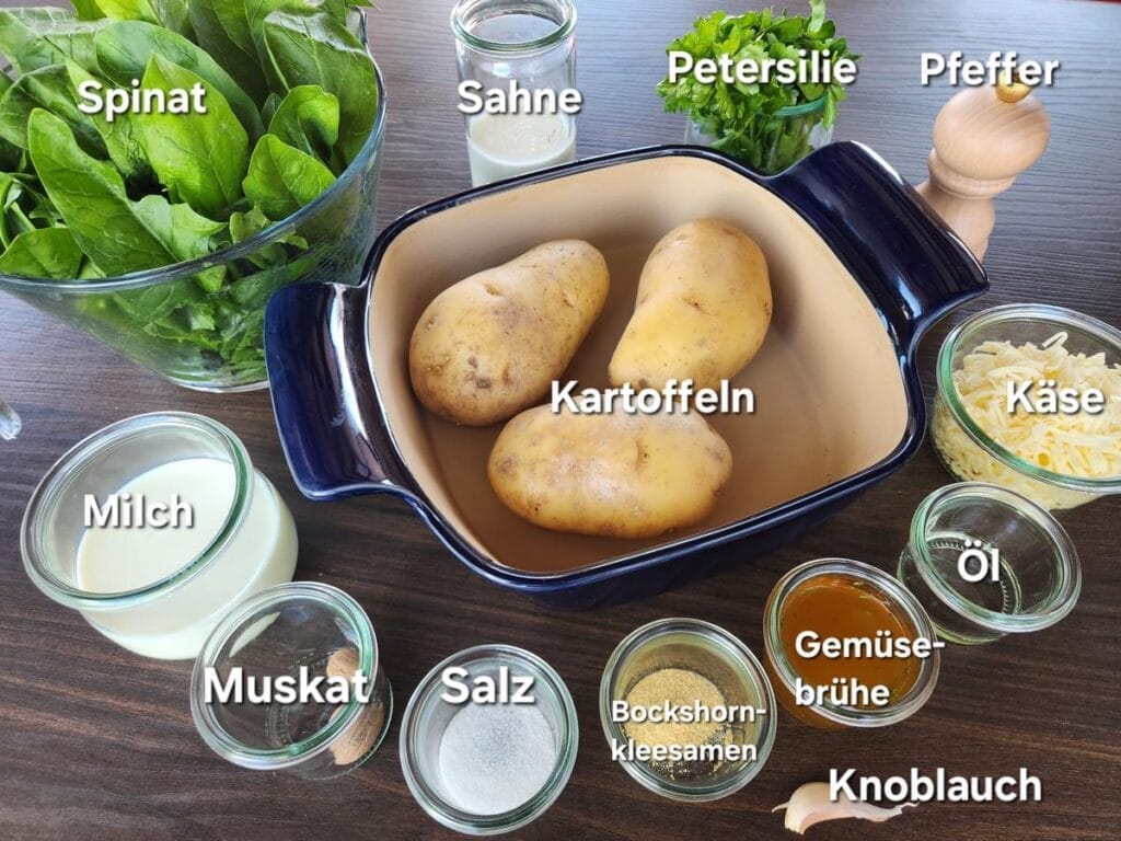 time2care spinach and potato gratin Ingredients
